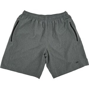 LEG3ND Large Athletic Shorts Gray Zipper Pockets Stretch Gym Training Workout